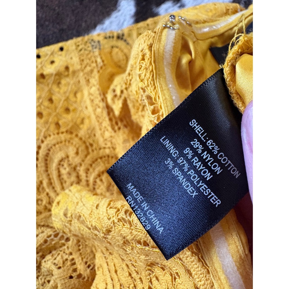 MICHAEL COSTELLO X REVOLVE Tilly eyelet lace romper In Marigold Ruffle Size M - Picture 9 of 9